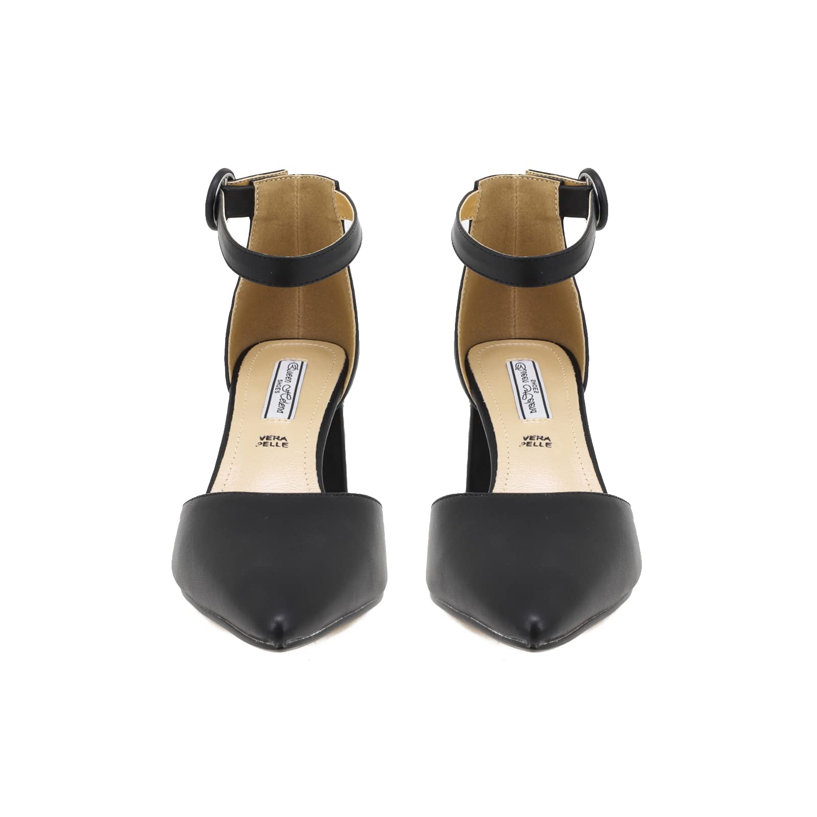 QUEEN HELENA Décolleté Scarpe con Tacco Medio Eleganti a Punta Chiusa con Cinturino Donna ZM9001