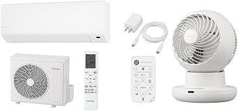 Iris Ohyama IPF-2202S-W Room Air Conditioner 6 tatami mat Separate Air Conditioner 2.2 kW White + Iris Ohyama Circulator Washable 22 Tatami Room Temperature Interlocking Mode Air Conditioner WOOZOO