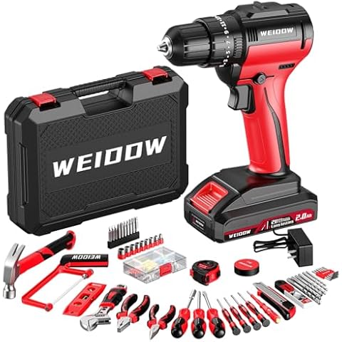 Cordless Drill Tool Kit Set 21V Power Drill Tool Box with Battery Electric Drill Driver for Men Home Hand Repair Basic Toolbox Tools Sets Drills Case Cover