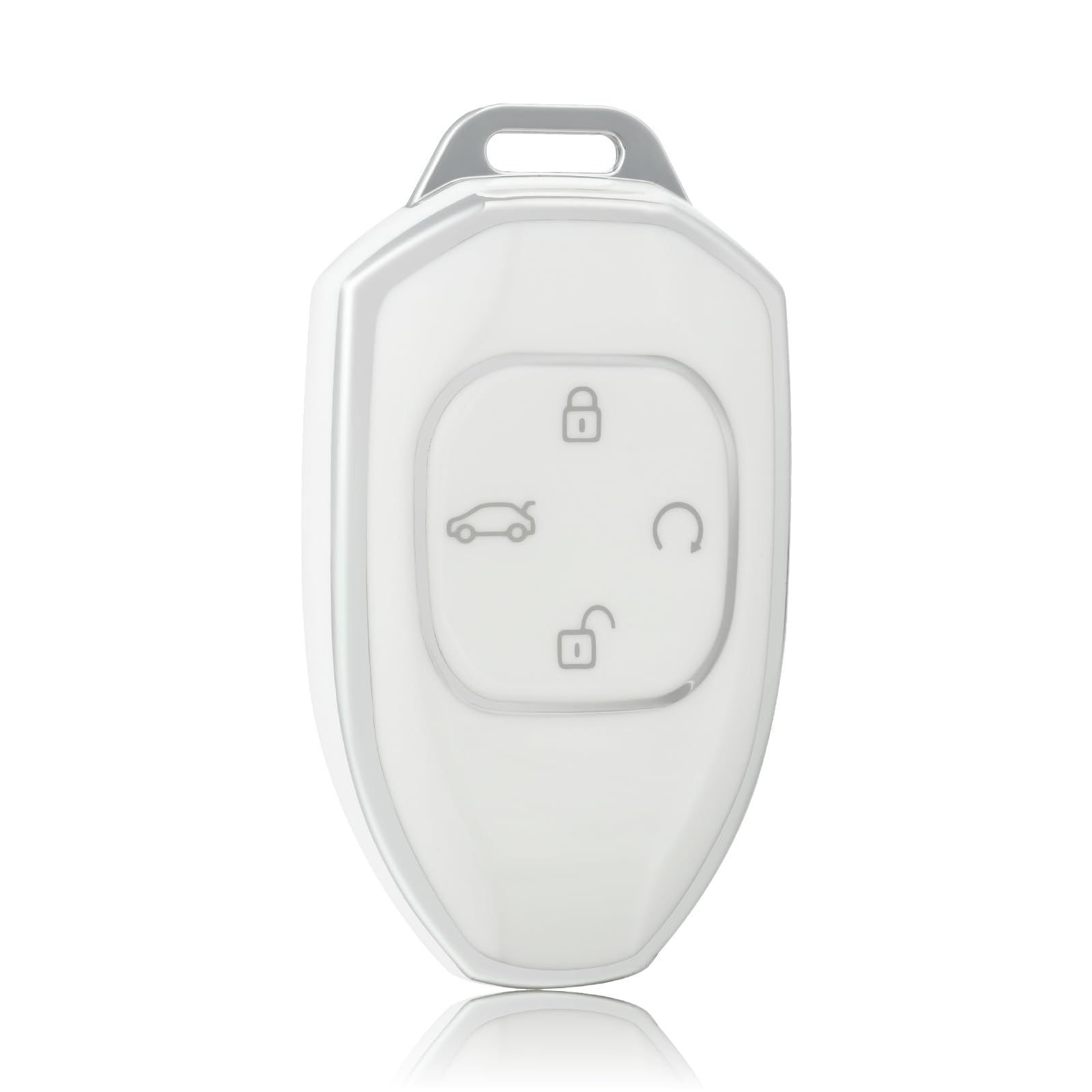 KEY-AE - Car Key Case Cover keychain for Trumpchi GAC 2021 EMPOWSs J11 J12 J13 J14 J15 J16 GS8 GN8 2022 2023 Soft TPU key Fob Key Protector (white silver)