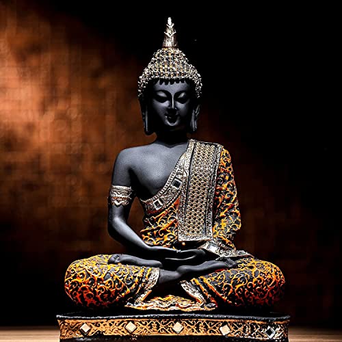Image of Polyresin Buddha Statue for Home Decor, Gifting Items Buddha Idol Showpiece (Orange and Red)