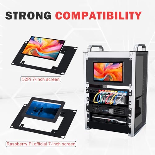 Image of GeeekPi 10 inch 3U Rack Mount for DeskPi RackMate T1 /T0 /T2 /T0 Plus /T1 Plus /TL1, Support 7 inch LCD Screen