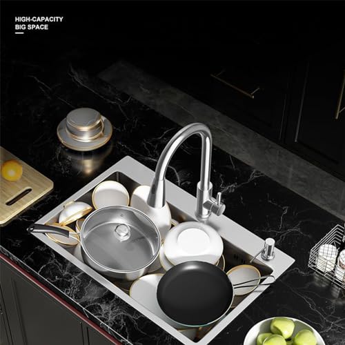 DuyviSteil 23.6 x 17.7 Inch Kitchen Sink Drop in, Stainless Steel Nano-Coating Kitchen Sinks, 8" Deep Single Bowl Sink with Basket & Drain Kit by DuyviSteil - Image 7
