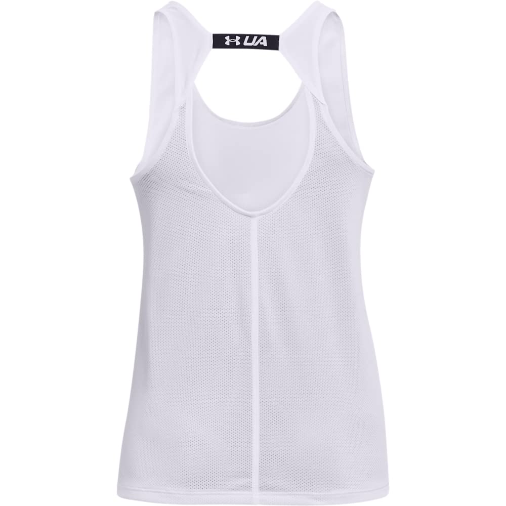 Under Armour UA Fly By Tank, Débardeur de sport respirant, Top de sport pour femme Femme, White / White / Reflective, L