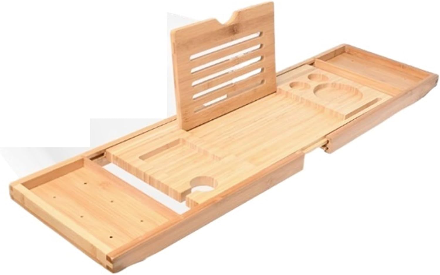 Extendable Bathtub Tray Caddy, Large Capacity, Bamboo Bath Tub Tray, Adjustable 70-95cm, for Books, Tablets & Wine Glasses, Gift Idea for Loved Ones