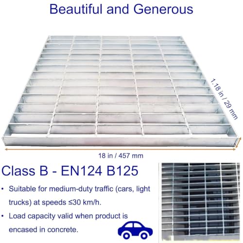 Image of Galvanized Steel Drain Grate, Driveway Channel Cover 18x18 in
