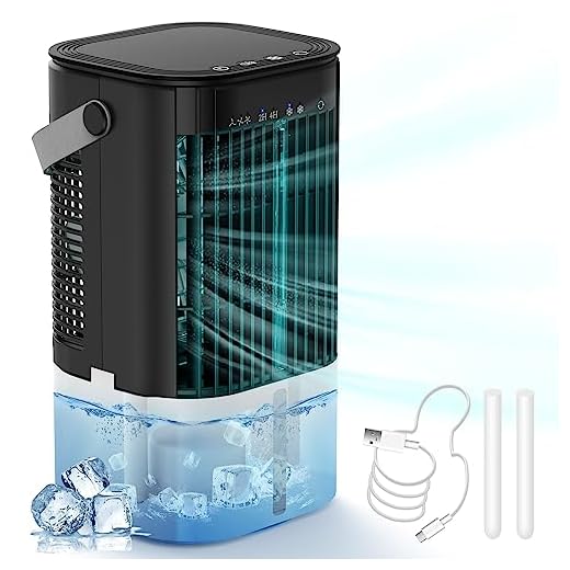 Portable Air Cooler Fan - Mini Desktop AC Cooler Fan with 2 Cool Mist & 3 Speeds, 7 Night LED Light & 3 Timer - Personal Air Conditioners Fan with Humidifier for Office, RV, Camping, Dorm Room