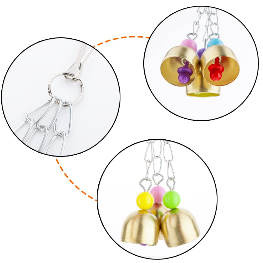 VTurboWay 2 Pack Pet Parrot Bell Toy Bird Chewing Toy Stainless Steel Hanging Bells for Bird Parrot Conure Cockatoo Macaw African Grey Amazon Budgie Parakeet Cockatiel Lovebird Finch Cage - image 3