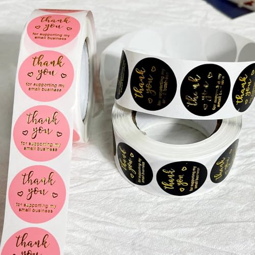 Image of 1000pcs Watercolor Thank You Stickers, Round Thank You Adhesive Sticker for Small Business Wedding Supplies Packing Stickers Gift Wrap (2, Thank You for My Small Business)