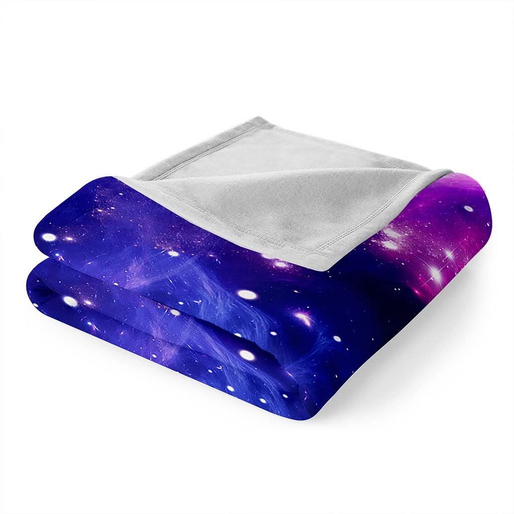 Manta De Franela De Microfibra 150X200Cm Manta De Felpa Suave Para Sofá Cama 3D Paisaje De Cielo Estrellado Morado Impresión Patrón Manta Polar Invierno Gruesa Y Esponjosa Caliente Transpirable