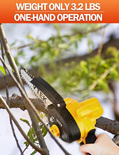 Mini Chainsaw Cordless 4 Inch, 6 Inch Battery Powered Chainsaw, Handheld Portable Electric Chain Saws For Wood Cutting,Tree Pruning,Trimming. (4-6 Inch) #TOP2