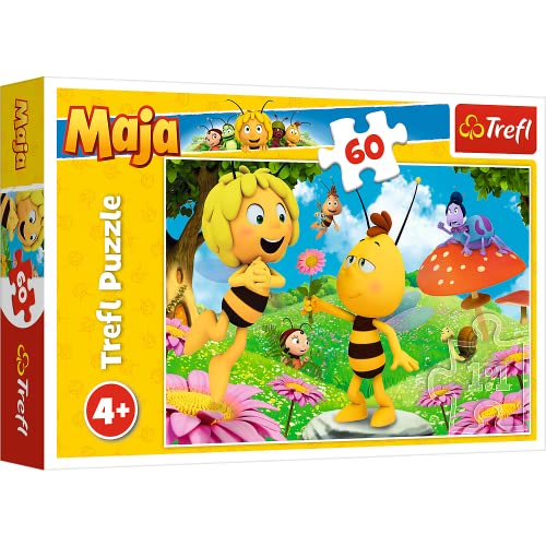 Trefl-Eine Blume für Maja, Maya The Bee Biene 60 Piezas, para niños a Partir de 4 años Puzzle, Color Flor, Abeja, 0