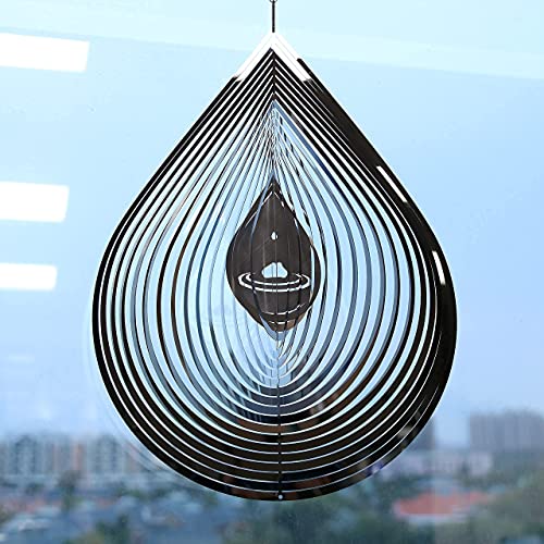 Kexsscai WATER DROP-SILVER Wind Spinner 3D Stainless Steel Metal Sculptures Decorations thumb #5