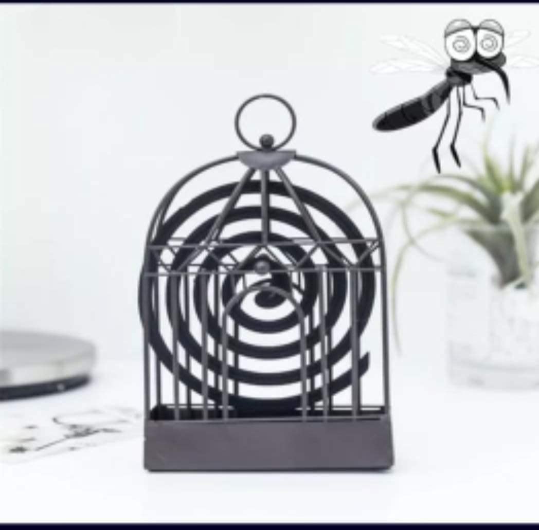 Chota Bhai's Portable Mosquito Coil Holder Incense Burner with Retro Design (Black) Bird Cage Design Mosquito Repellent Incense Iron Rack Best for Home, Office, Camping, Hiking, Outdoor & Hotels
