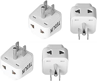 4 Pack of TEDLIN 2 in 1 Plug US/CA Travel Power Plug Adapters Europe UK India to USA Canada Mexico 2 Way Power Strip Safe Grounded 2 in 1 Universal Input Wall Socket with 2 Way (White)