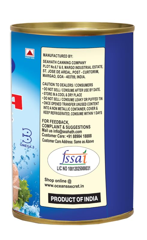 Image of Oceans Secret Tuna Chunks in Brine 400gm Pack of 1 Canned Tuna Fish Balanced Nutrition, Light Taste, in Clean Brine, Premium Cuts Ready to Eat
