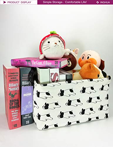 Image of Rectangular Storage Basket Fabric Organizer Bin for Toys,Books,Clothes,Gifts,Pets-Perfect for Home,Office,Nursery,Dorm,Shelf(Rec-Bulldog)