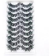 GOSEEK 25mm 10 Pairs Colored Lashes Green Color Eyelashes Russian Strip Lashes with Color Wispy F...