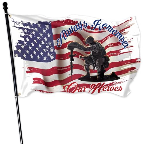 Memorial Day Flag 3x5 Ft for Outdoor Always Remember Our Heroes Flag Large Double Sided Mirror Print 4th of July Independence Day Veterans Day Flags for House Indoor Yard Holiday Patriotic Banner Decor