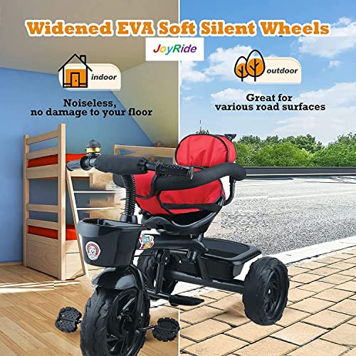 Image of JoyRide Learn-To-Ride Trike On 3 Wheels With Safety Harness, Non-Slip Pedal,Storage Basket And Removable Parent Handle Green, Kids