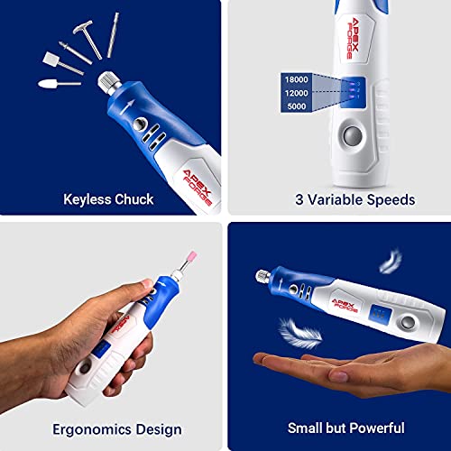 Apexforge M3 Pro 3.7V Cordless Rotary Tool, Keyless Chuck, 80 Pcs Accessories, Usb-C Charging, 3-Speed, Portable, Ideal For Light Duty Jobs, 3D Printed Trim, Diy Creation #TOP4
