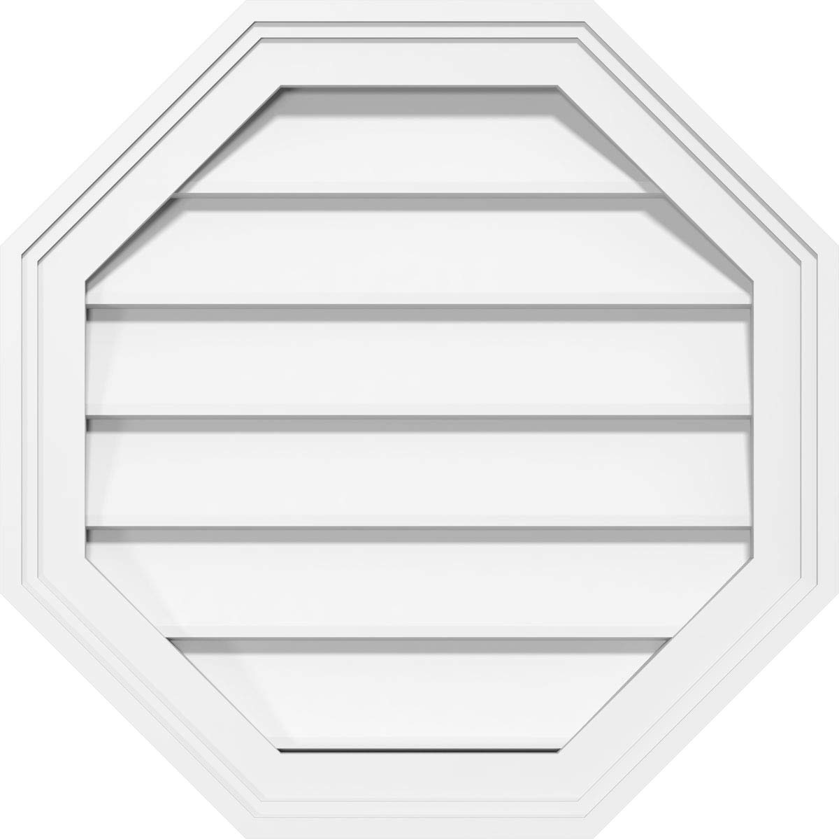 Ekena Millwork GVPOC14X1402SN Octagonal Surface Mount PVC Gable Vent, 14"W x 14"H, Factory Primed White