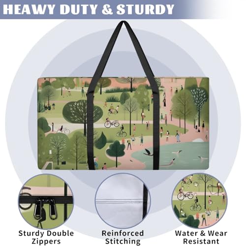 Mystical City Extra Large Moving Bags Heavy Duty Storage Bags Abstract City Cloth Wrap Around Handles Double Zipper Reusable Convenient Foldable Storage Tote for Travel Camping Space Save3