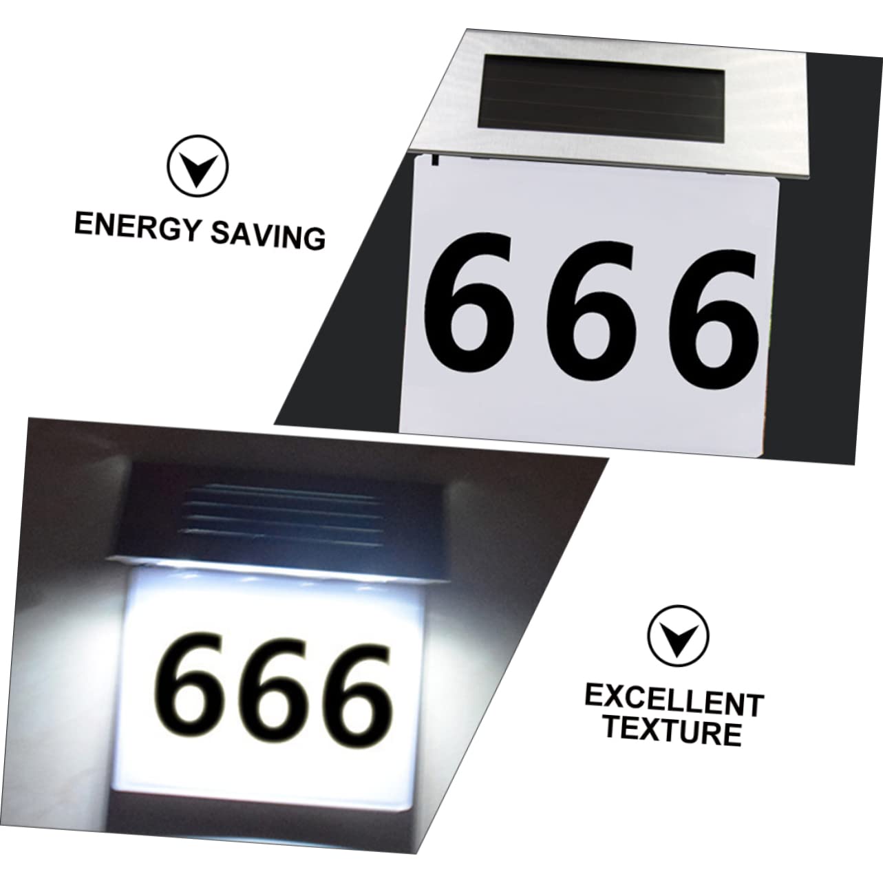 Gadpiparty Luce Solare da Esterno con Pannello Solare 2 Pezzi, Lampada LED in Acciaio Inossidabile e Abs per Uso Casa, Numero Civico con Sensore di Movimento Ip65