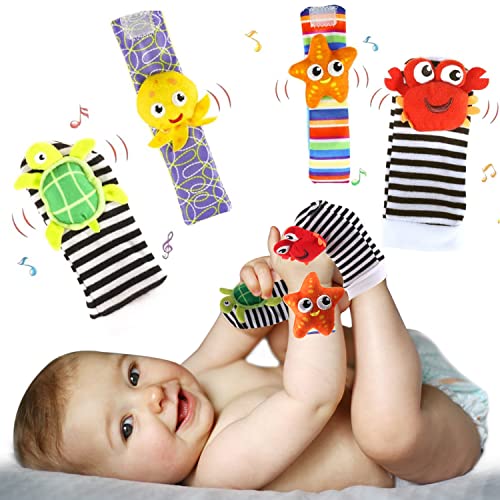 Image of Foot Finders & Wrist Rattles for Infants Developmental Toys for Babies - Infant Toy Newborn Toys Birthday Holiday Birth Present for Newborn Boy Girl 3/4/5/6/7/8/9/10/12/18 Months Babies Toddlers