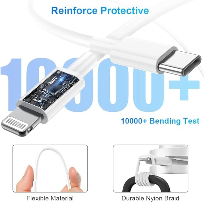 20W Chargeur IPhone USB C Rapide, Certifié Apple MFi Chargeur Apple Cable Rapide Avec 2m Câble USB C Pour IPhone 14 Pro Max/14/13 Mini/13 Plus/13 Pro