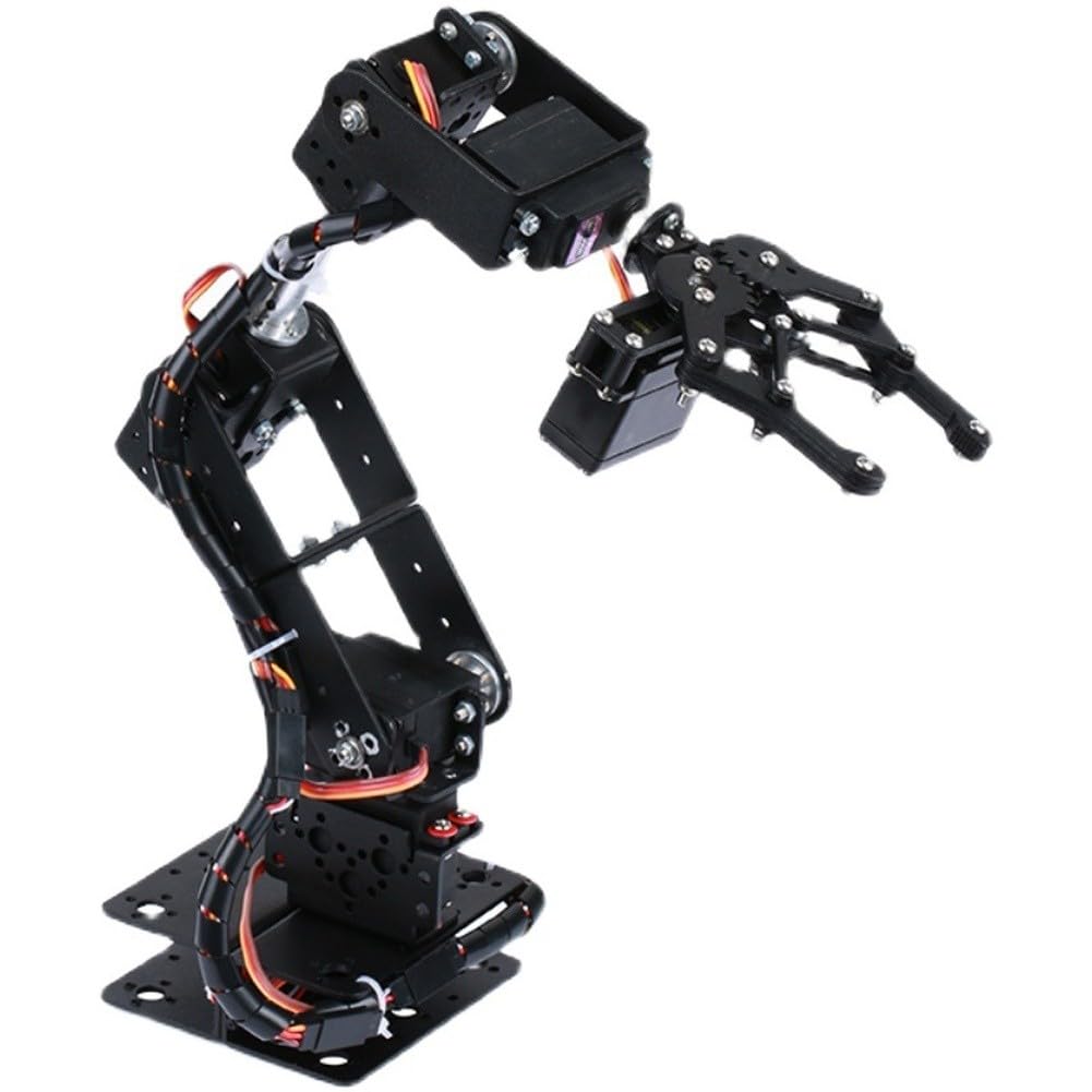 6DOF Roboterarm Kit, Metall Roboterarm mit 6 Motoren, DIY Pädagogisches Werkzeug für Universitätsunterricht und Roboterwettbewerb