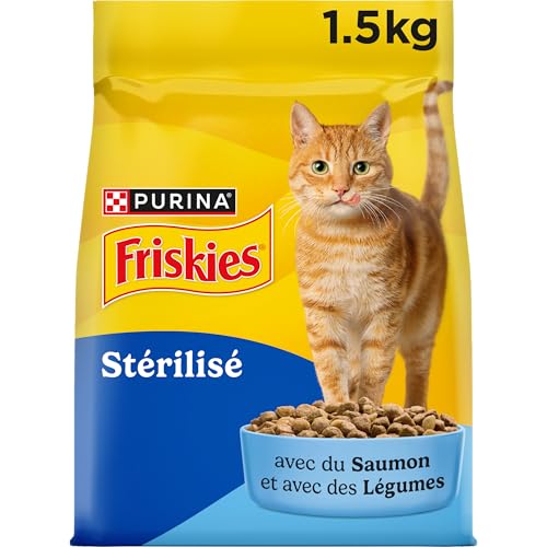FRISKIES | Chat | Croquettes complètes pour Chat Adulte | Au Saumon et aux Légumes | Aliment Complet Riche en Vitamines et Minéraux | Sac | 1,5 KG