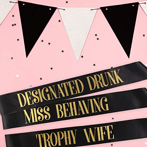 Pop Fizz Designs Bachelorette Sash Set (12 Pcs) 1 White Bride To Be Sash + 1 Maid Of Honor Sash + 10 Bachelorette Sashes For The Bride Tribe - Amazing Bachelorette Party Favors #TOP7