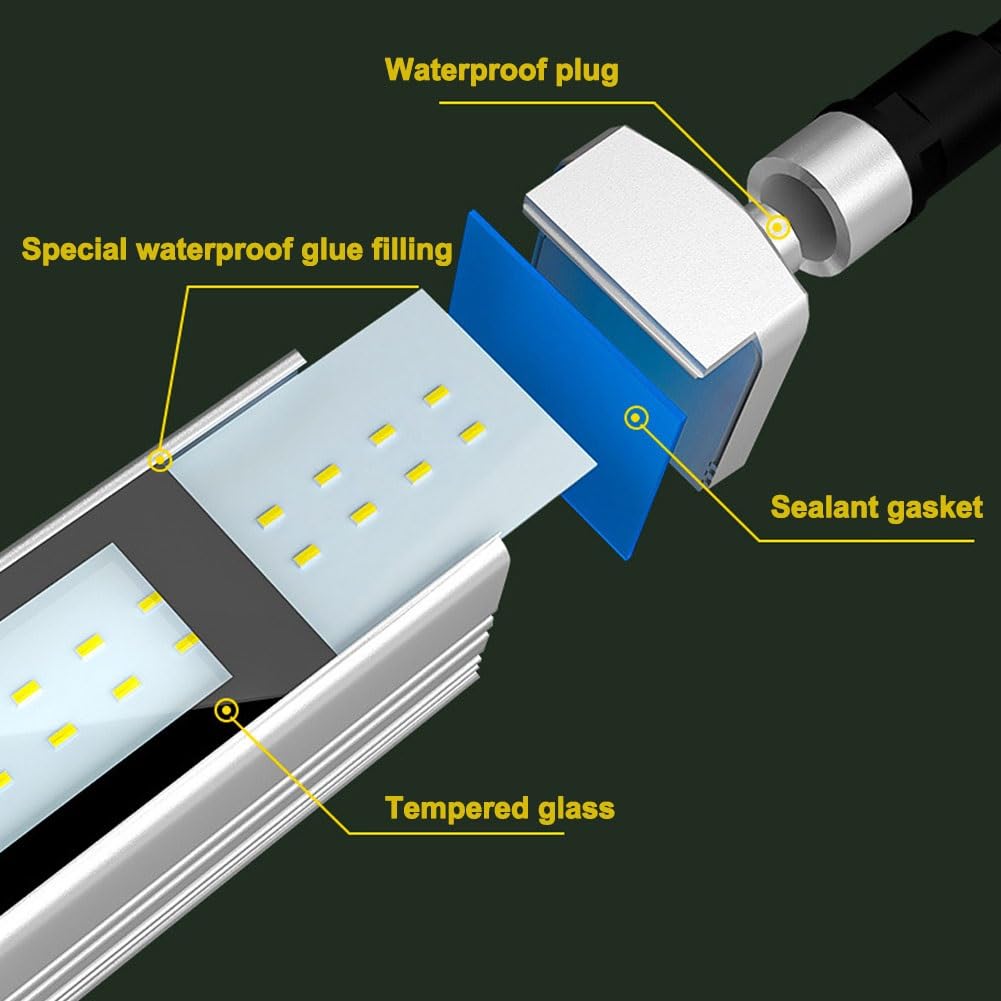 Przemysłowa lampa rurowa LED, wodoodporna lampa robocza 24 V/220 V, podstawa obracana o 360°, odporna na wybuchy taśma LED, do oświetlenia przemysłowego obrabiarek (10 W - 24 V-300 mm)