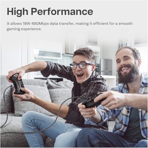 USB-C Cable for Xbox 3m/9.8ft Nylon Braided USB-A to Type-C [2 Pack] by MMOBIEL – Replacement Type-C Cord for Xbox Controllers 18W 480Mbps – Charger Cable Adapter - Gaming Accessories - White/Black