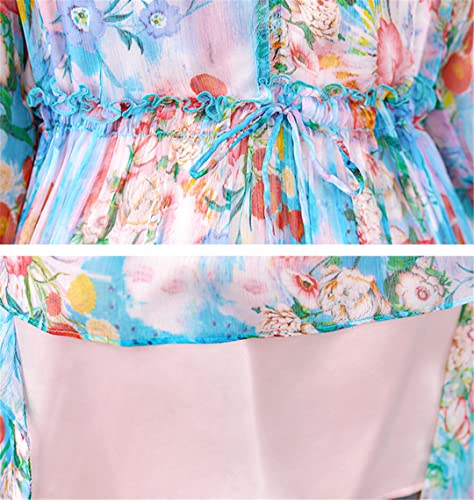 Robe d'été vintage chic fluide taille XXL à décolleté plongeant