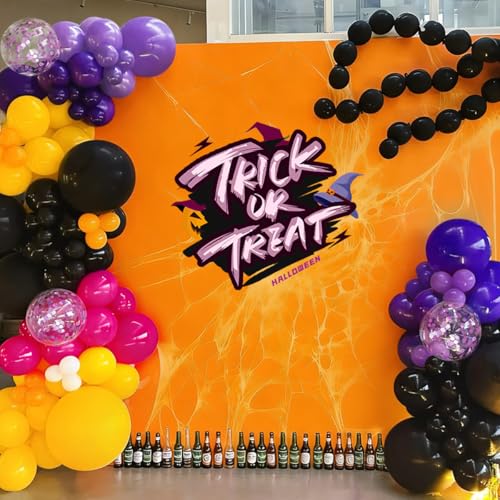Image of MEBAY Hot Pink Purple Black Yellow Baloon Garland Arch Kit, 146Pcs Latex Balloons Different Sizes 18 12 10 5 inch for Birthday Wedding Graduation Engagement Party Decorations
