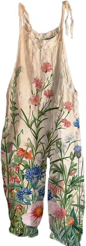 Plus Size 2024 Summer Floral Printed Short Sleeve Jumpsuit for Women Wide Leg Beach Jumpsuit with Pockets