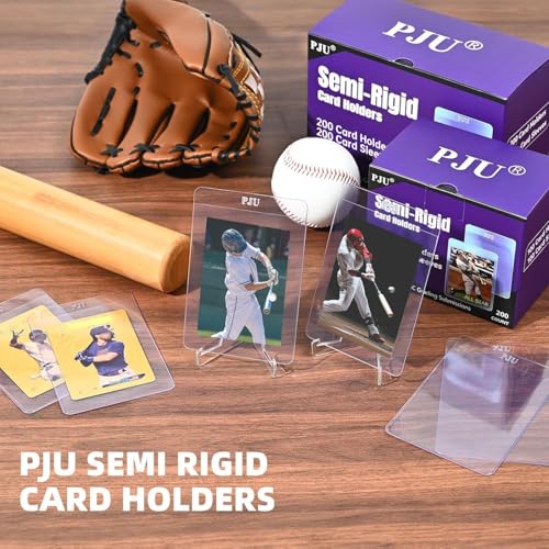 Image of 100ct Semi Rigid Card Holders & 100ct Card Sleeves for PSA, SGC, BGS, CSG Graded Card Submissions, Semi Rigid Baseball Cards Sleeves Protectors, PSA Graded Trading Cards Sleeve (Pack of 3)