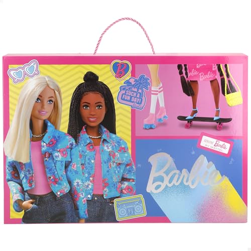 ColorBaby Barbie Set de diseño y Moda, Carpeta Decorada, Bolígrafos, Rotuladores, Pegatinas, Sellos y Siluetas, para Personalizar, Pinta y colorea, Diseña y Viste, Ideal más 3 años (77487)