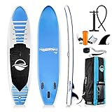 SereneLife Inflatable Stand Up Paddle Board (6 Inches Thick) with Premium SUP Accessories & Carry Bag | Wide Stance, Bottom Fin for Paddling, Surf Control, Non-Slip Deck | Youth & Adult Standing Boat