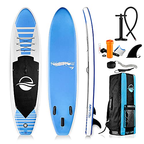 SereneLife Inflatable Stand Up Paddle Board (6 Inches Thick) with Premium SUP Accessories & Carry Bag | Wide Stance, Bottom Fin for Paddling, Surf Control, Non-Slip Deck | Youth & Adult Standing Boat