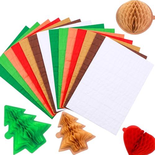BAOFALI Lot de 14 blocs de papier nid d'abeille pour loisirs créatifs 3D et cartes pop-up ; 30 couches de 2 cm de colle en nid d'abeille couleurs assorties...