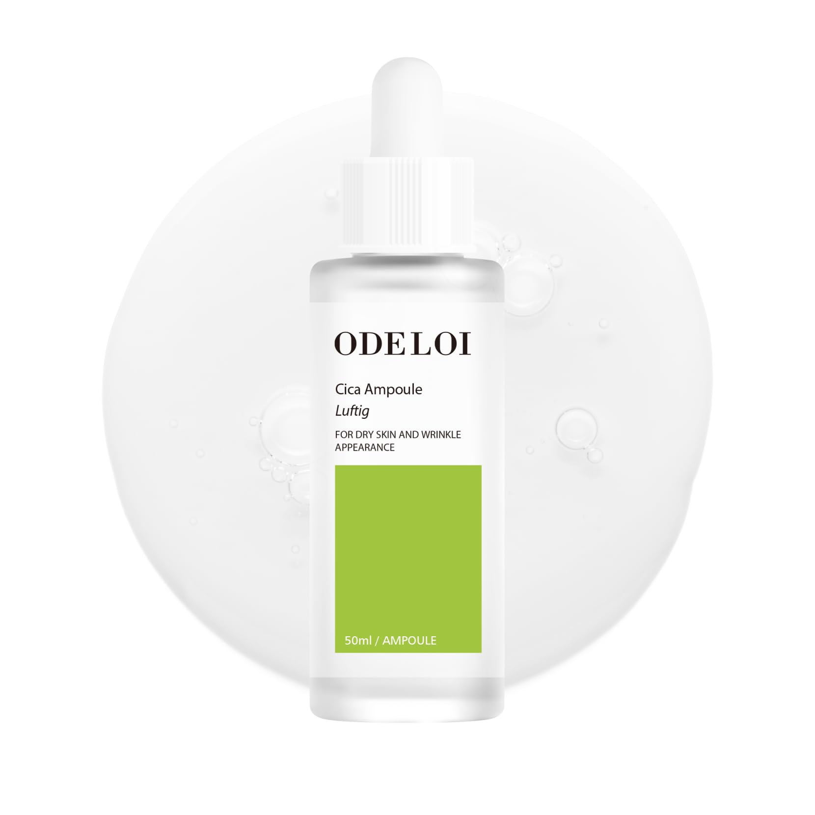 ODELOI Cica 75% Ampoule Luftig 1.69 fl.oz / 50ml, Skin Soothing and Repair, Pore Care and Smooth Texture, Daily Hydration with Centella Asiatica