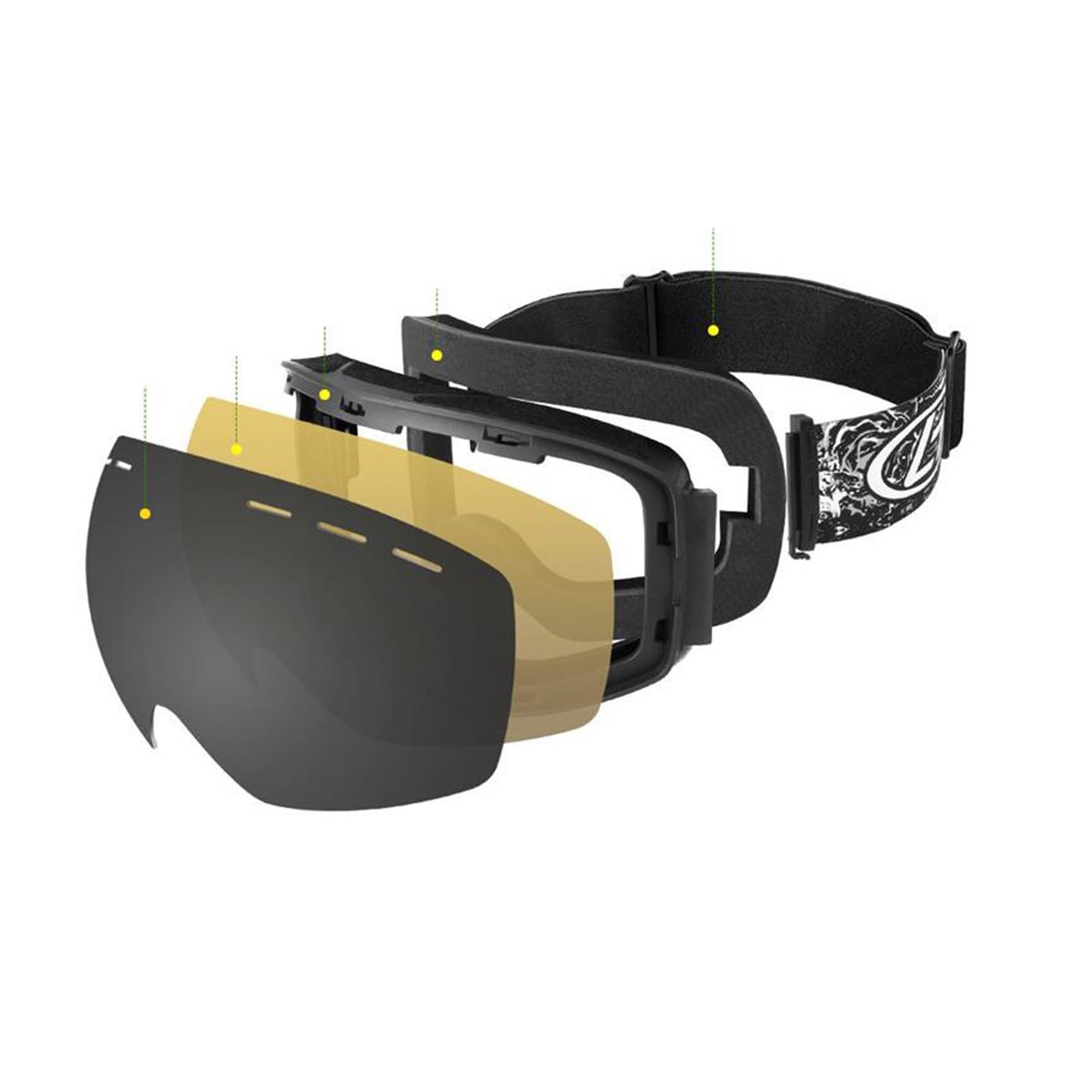 Gafas de esquí - Gafas de esquí antiniebla Gafas de snowboard para nieve con doble capa magnética Gafas para motos de nieve Gafas de esquí para deportes al aire libre (Color: Blanco) (Negro Rojo)