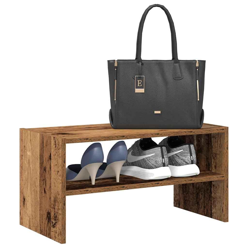 Regał na buty można układać w stos o wyglądzie starego drewna, materiał drewnopochodny, 60 x 30 x 30,5 cm, oszczędność miejsca do przechowywania, korytarz, przedpokój, otwarte półki, system