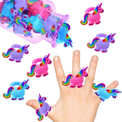 German Trendselleru00ae - 12 x Anillos para niñas? Unicornio?los Colores del Arco Iris? Fiestas Infantiles? Idea de Regalo?piñata?cumpleaños de niños? 12 Unidadesu0085