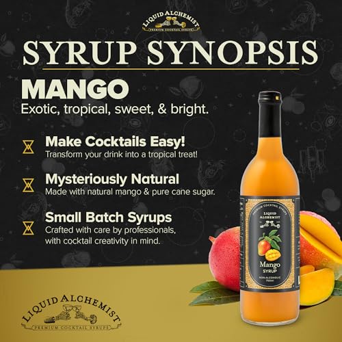 Image of Liquid Alchemist Mango Syrup for Drinks - Real Ingredients Make our Mango Puree for Cocktails the Perfect Margarita Mix - Our Tropical Flavoring Syrup is Non-GMO & Vegan (25.4 oz)