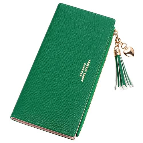 Image of Valentoria Womens Wallet Cute Elegant Long Slim Card Holder Case Minimalist Coin Purse Thin Tassels Zip Clutch Wallets for Girls Ladies | Cute