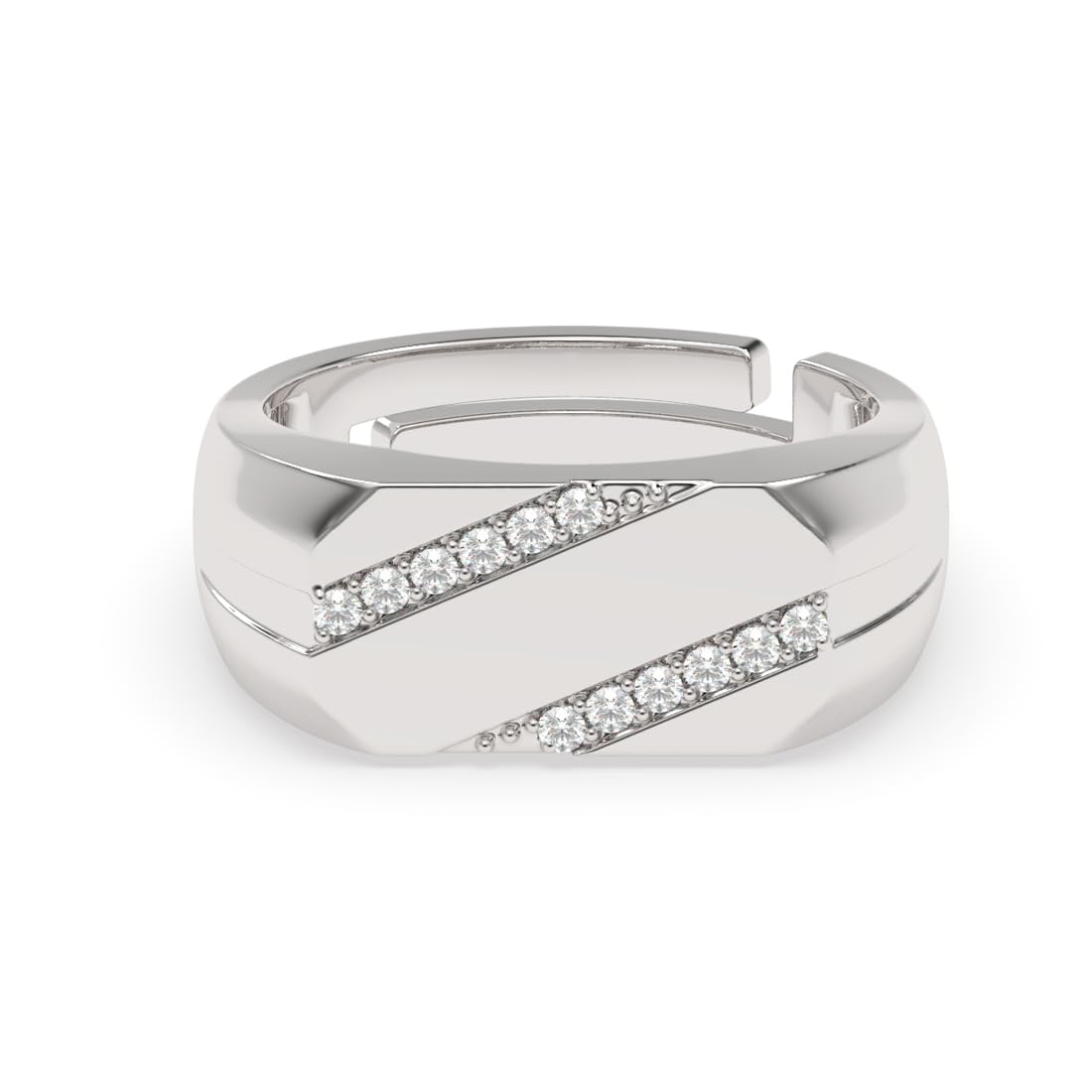 clara Real 925 Sterling Silver Boaz Band Ring | Size Adjustable, Rhodium Plated, Swiss Zirconia | Gift for Men & Boys-picture-20